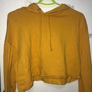 Mustard Yellow Cropped Hoodie